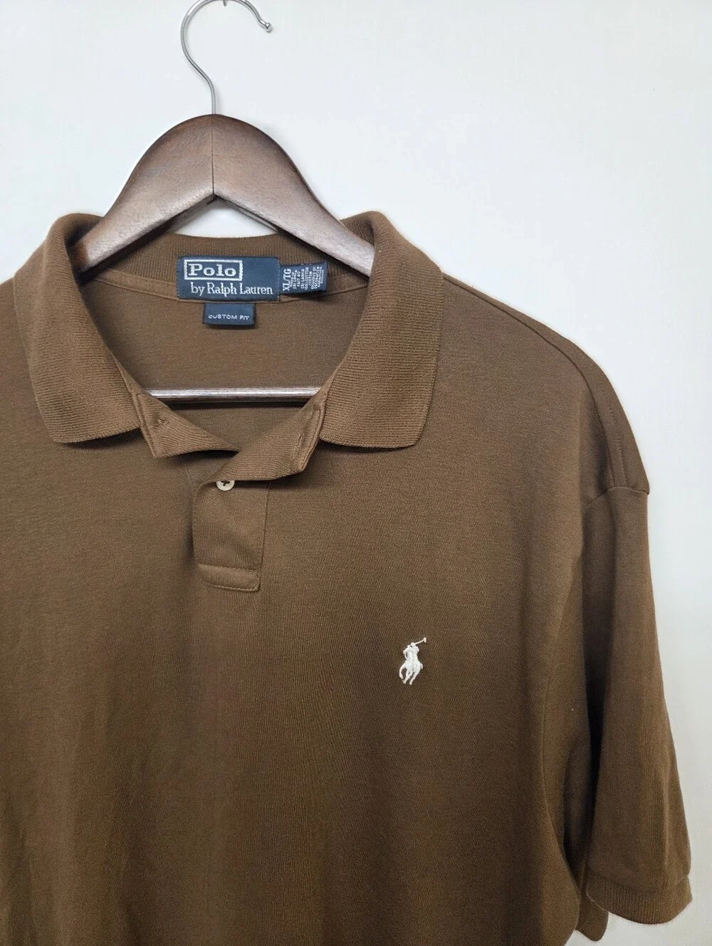 Vintage Polo Ralph Lauren Brown Shortsleeve Polo Shirt Custom Fit Men's XL
